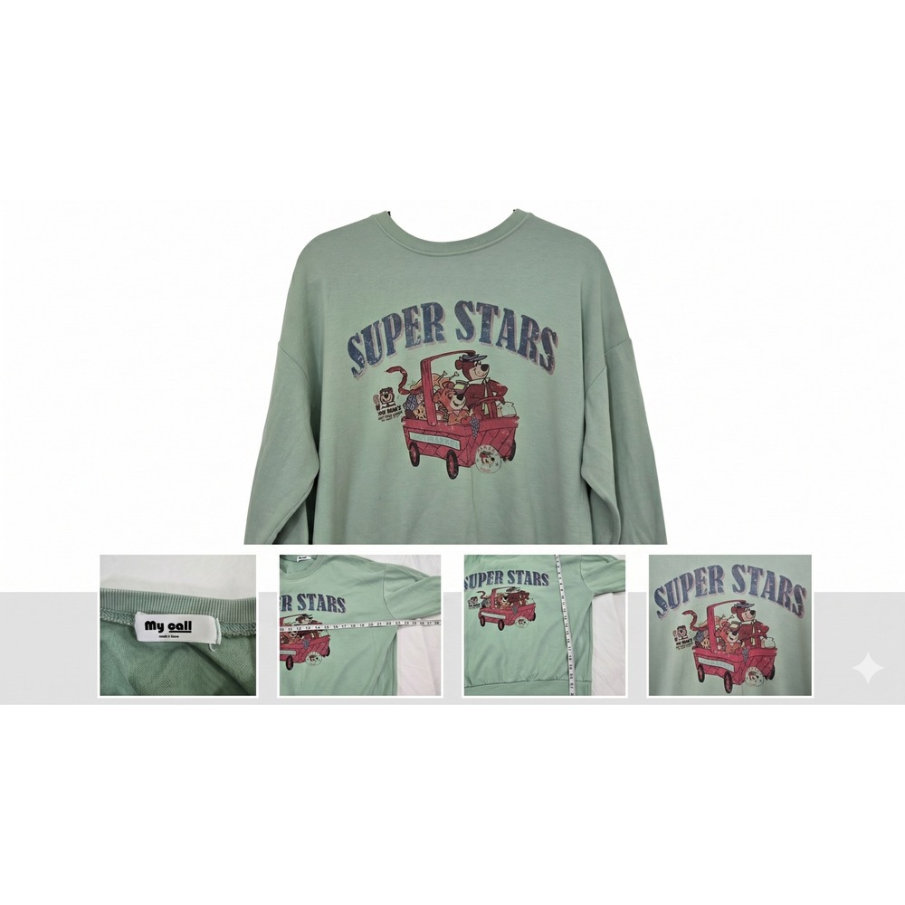 My Call Vintage Yogi Bear Sweatshirt Honey Fried Chicken Hanna Barbera Green L